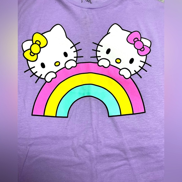Hello Kitty rainbow Sanrio purple cotton T-shirt, Bioworld - Picture 2 of 8